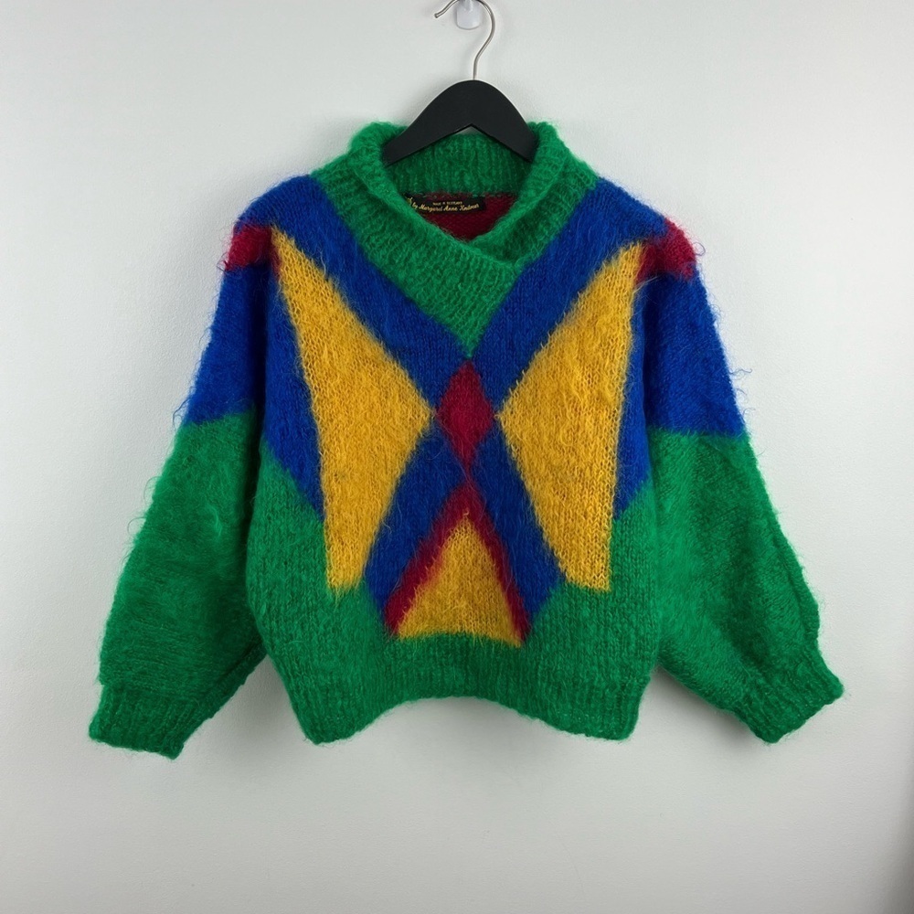 Handmade Colorful Geometric Sweater. Made in Scotland
